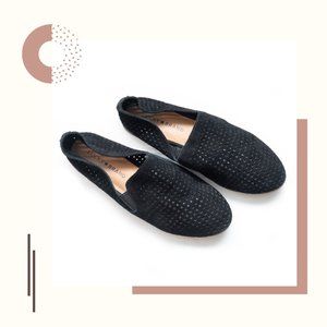 Lucky Brand Black Perforated Suede Loafers